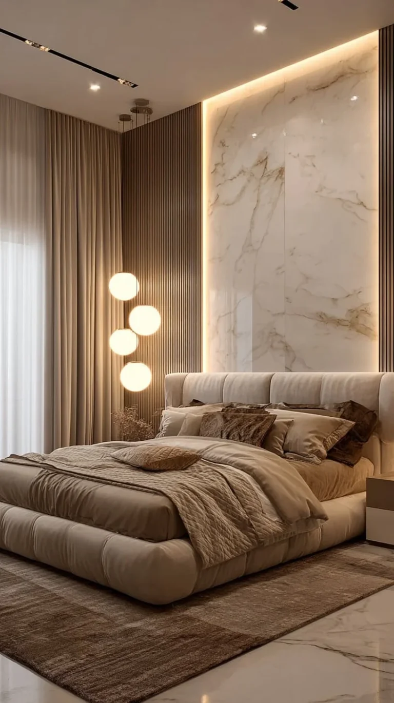 Stylish bedroom interior inspired by Nancy Meyers movies