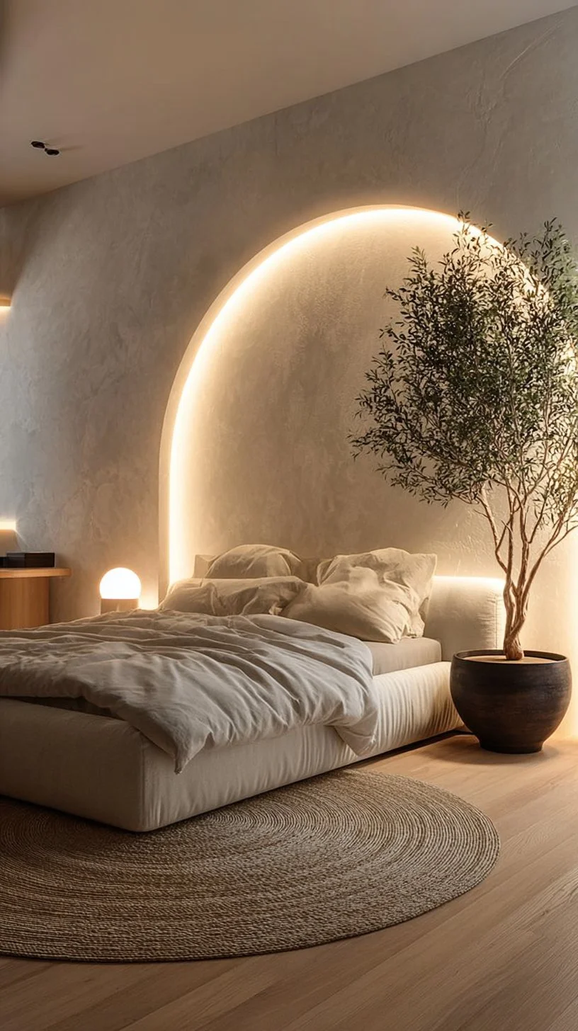 14 Pretty Bedrooms For Women - Backlit Stucco Alcove and Potted Olive 2026