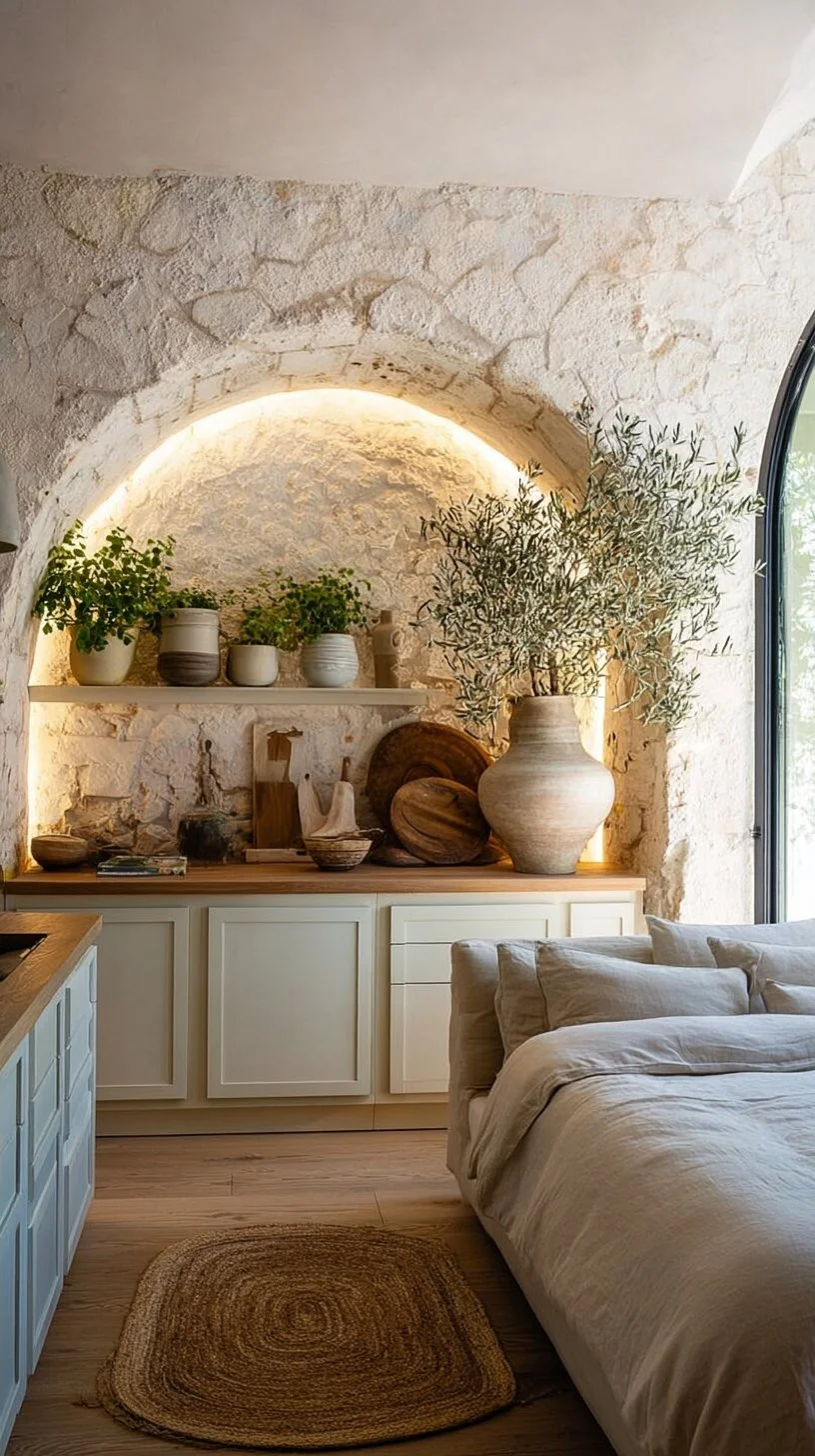 14 Pretty Bedrooms For Women - Backlit Stucco Alcove and Potted Olive 2026