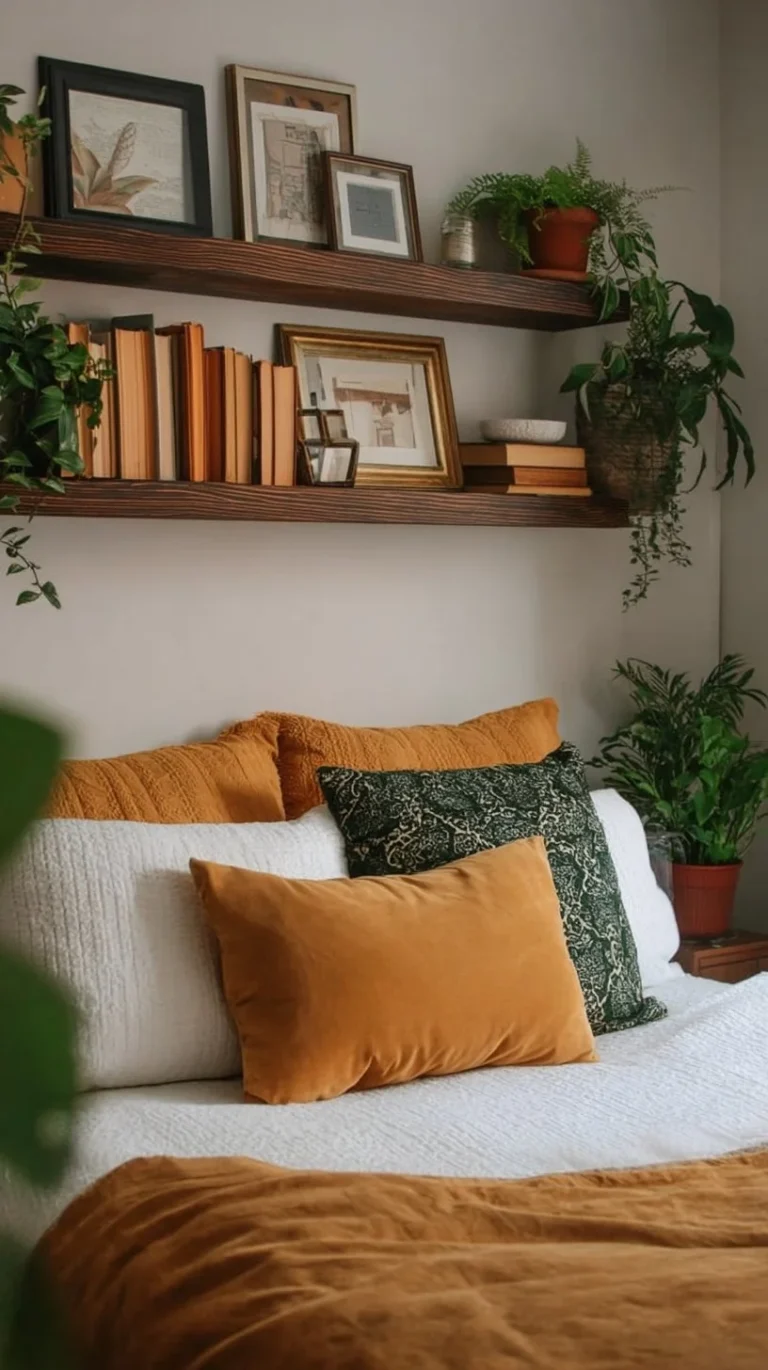Beautifully designed farmhouse bedroom featuring rustic decor and cozy atmosphere.