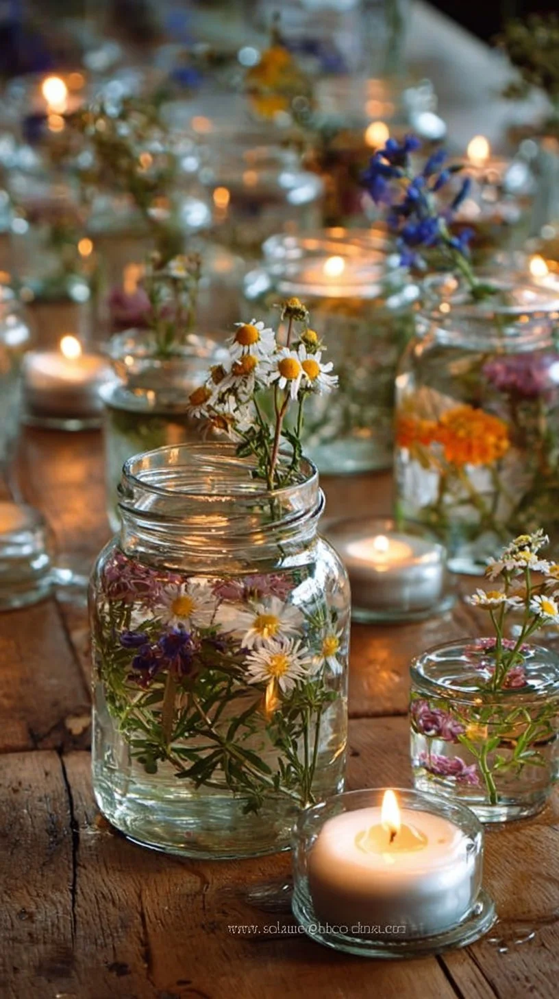 15 Wildflower Craft Ideas: Floating Flower Candle Centerpieces