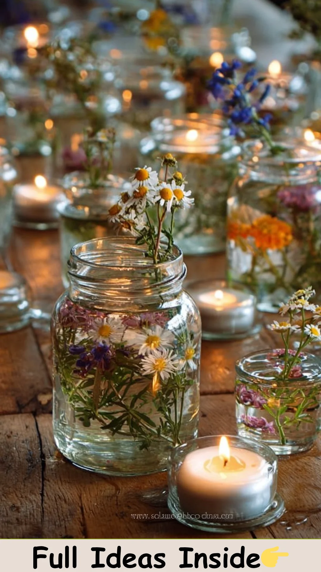 15 Wildflower Craft Ideas: Floating Flower Candle Centerpieces