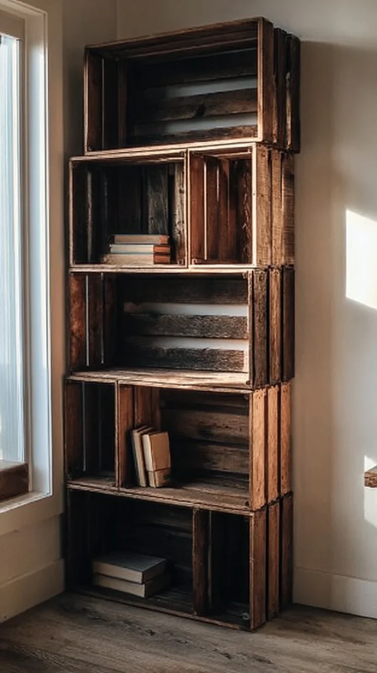 Creative wooden crate shelf ideas for home organization and decor