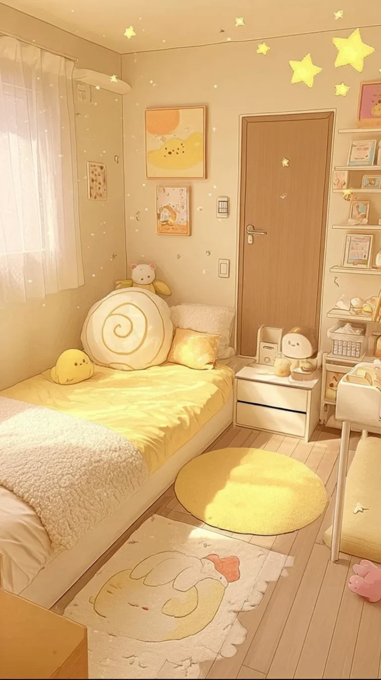 Clean room aesthetic featuring cozy dark purple and black wood decor elements