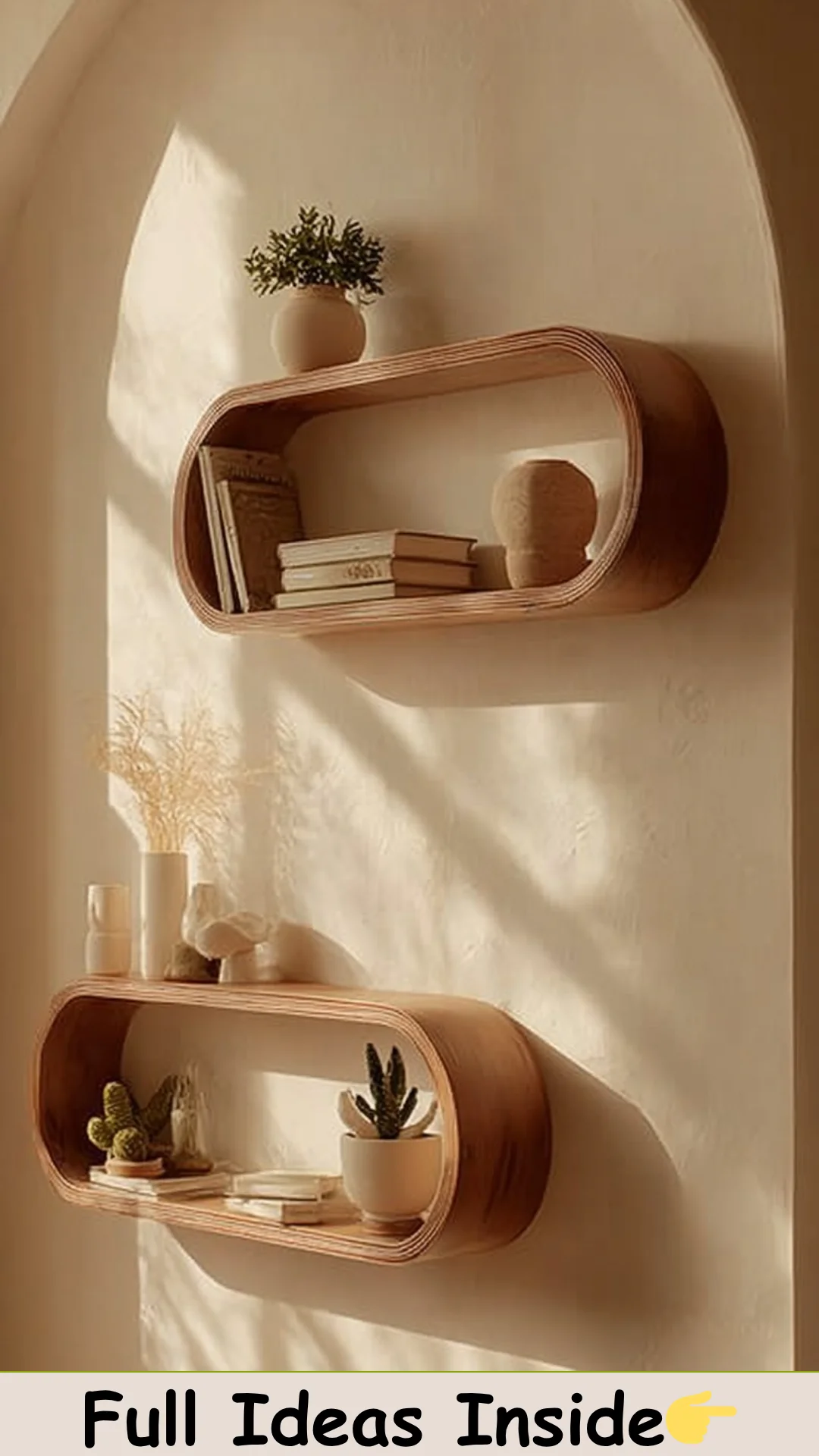 Cocktail Scandinave on Instagram: "Wall shelves with rounded lines reminiscent of 70's style, perfect for enhancing without overwhelming. Wall shelf... | Wall shelf bedroom, Wall shelves, Wall shelves living room
