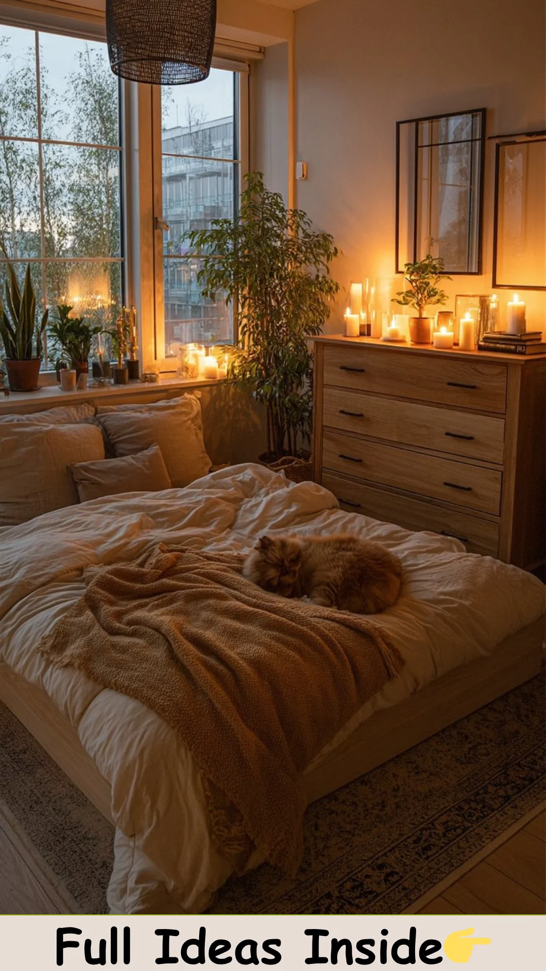 Cozy Bedroom with Candlelight and Natural Tones 🌙✨
