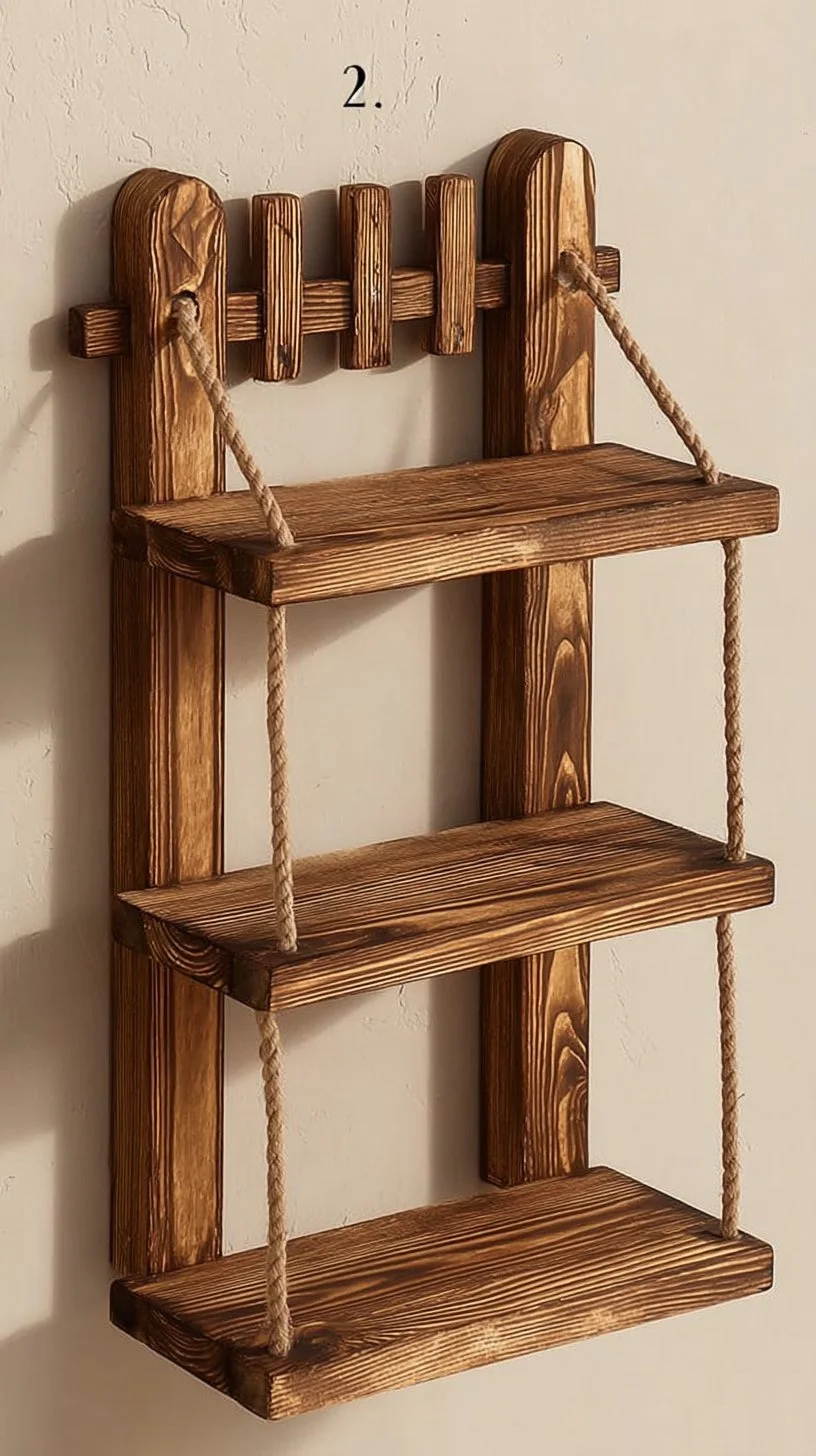 Handmade Wooden Key Holder With Shelf and Decorative Door Hanging