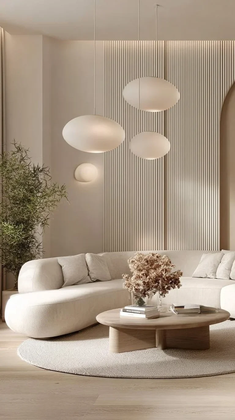 Stylish minimalist living room featuring elegant furniture and simple decor