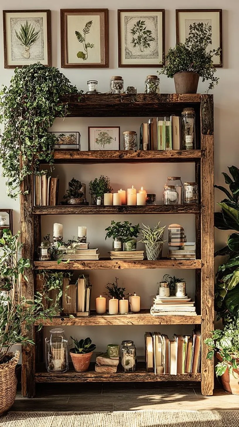 Reclaimed Wood Shelving - 50 Living Room Fall Decor Ideas for Cozy Autumn Updates - Its Overflowing