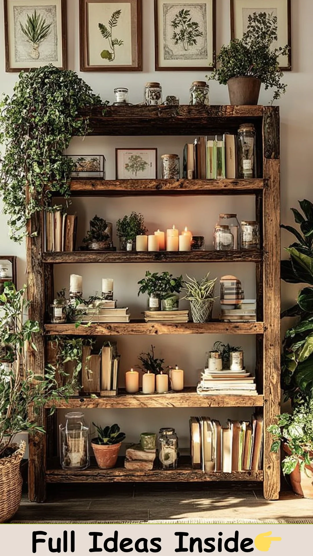 Reclaimed Wood Shelving - 50 Living Room Fall Decor Ideas for Cozy Autumn Updates - Its Overflowing