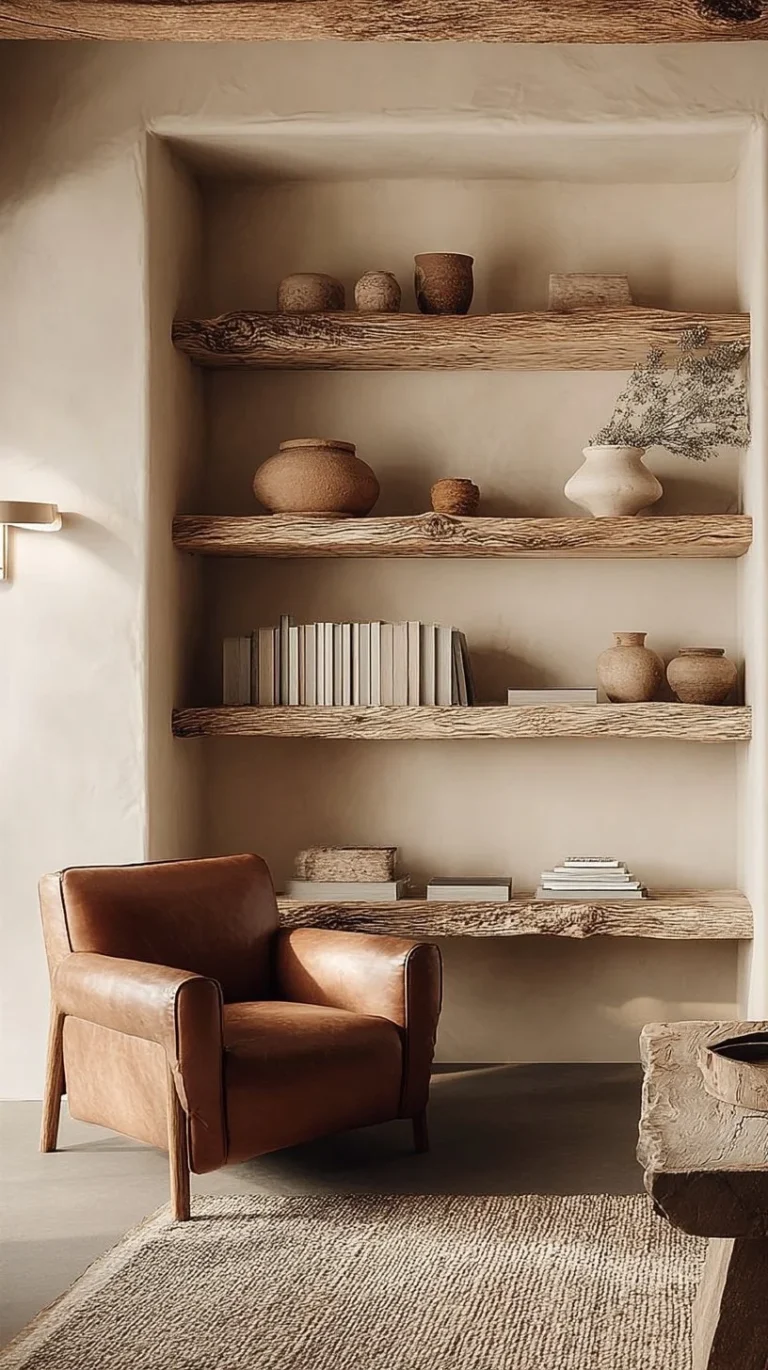 Stylish bookshelf arrangement in a modern living room with decorative elements.
