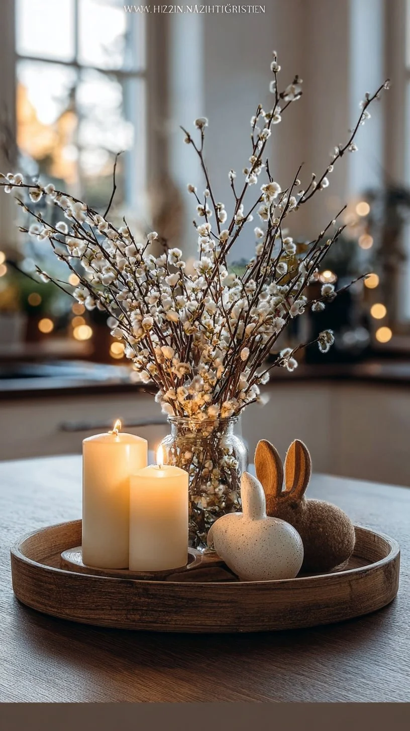 The Most Beautiful Decorative Tray: Branches, Flowers, and Candles